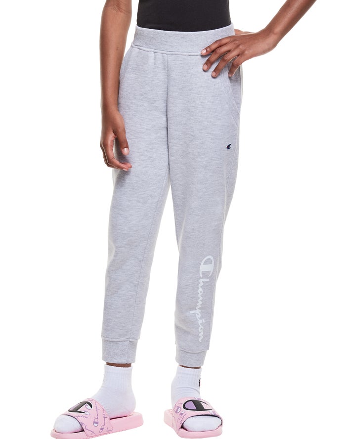 Champion Pige Joggingbukser Grå - Fleece Script Logo - Danmark XFI-507284